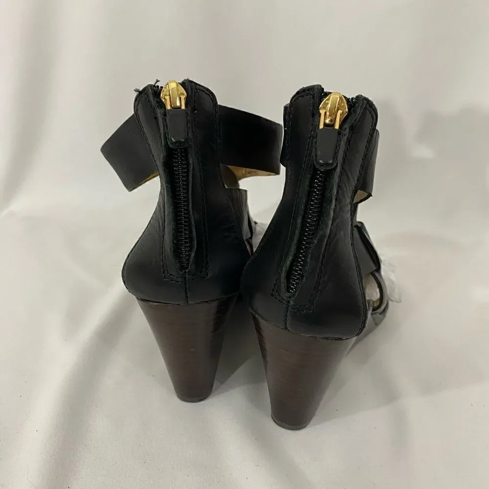 Hive & Honey Black Strappy Ankle Strap Wedge